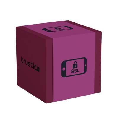A purple cube featuring "Sectigo® EV + Multi Domain" and a padlock icon, representing top-tier SSL certification from Sectigo CA for enterprise-level security.